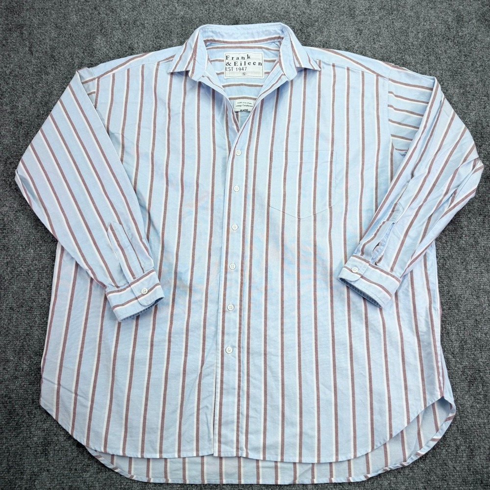 Frank Eileen Shirt Womens Small Striped Shirley Oversized Cotton Woven In Italy